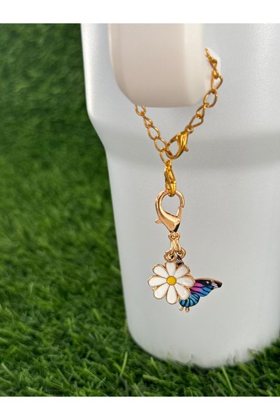 YuccaCo Accessorize Your Life زينة ترمس على شكل فراشة وديزي/ تميمة ترمس على شكل فراشة وديزي/ تميمة حقيبة على شكل زهرة