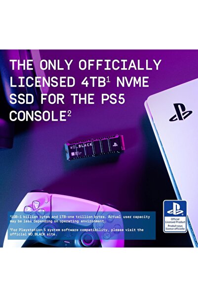 WD_BLACK 4TB SN850P NVMe M.2 SSD Officially Licensed Storage Expansion for PS5 Consoles, up to 7,300MB/s, with heatsink - WDBBYV0040BNC-WRSN