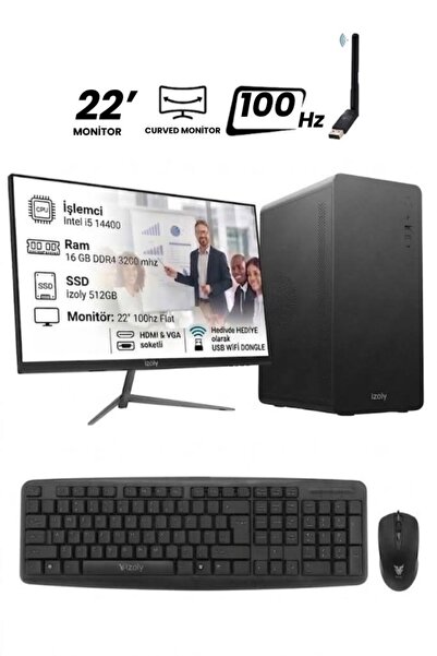 IZOLY B501-X İ5-14400 16GB 512GB M.2 SSD 22" Monitör Masaüstü Oem Paketi