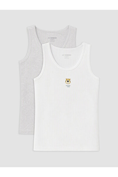 LC Waikiki Rmz Gi̇yi̇m Farkiyla Zero Roba Collar Boys' Undershirt 2-Pack