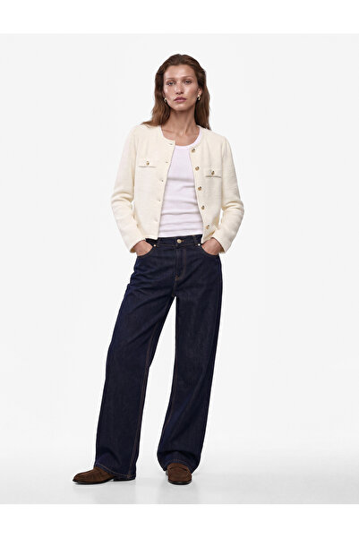 Koton Slim Fit Uzun Kollu Aplike Detaylı Bisiklet Yaka Mücevher Düğmeli Dokul...