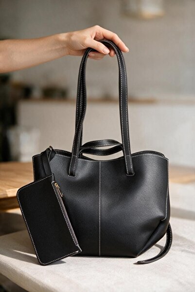 Classbag Women's Black Puppy (Non-Zippered) Large Volume Oversized Shoulder Bag