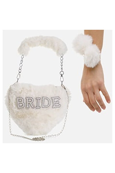 OEM Geanta In Forma de Inima "Bride"" din Blana Artificiala Alba"