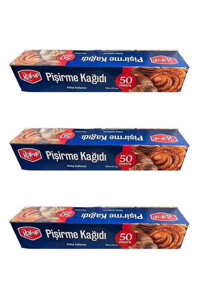 Roll-Up Beyaz Yağlı Fırın Tepsi Pişirme Kızartma Kağıdı - 37 cm x 50 mt - 3 Adet