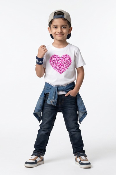 Funkaar Awareness Pink Ribbon Heart Kids T-Shirt