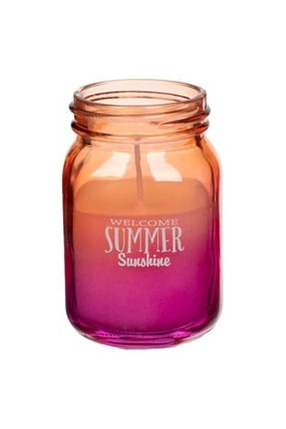 OEM Lumanare Alba cu Borcan Fucsia "Bun venit, Soarele de Vară" Ø5.4x9cm