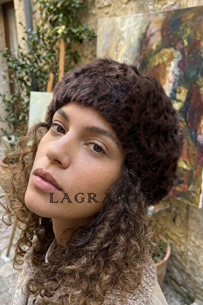 LAGRANZE Beretă de pictor cu textură pufoasă și model leopard