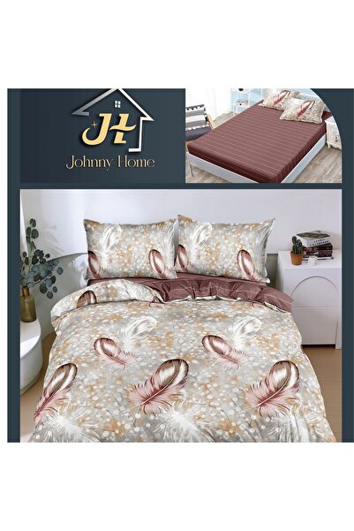 Pucioasa Home Lenjerie de pat cu elastic 2 persoane | bej cu pene decorative ...