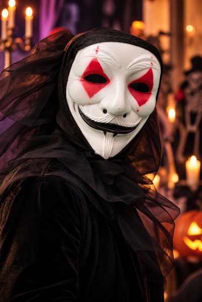DODOMAR Mască V For Vendetta cu tul pe spate Mască de costum Vendetta Hallowe...