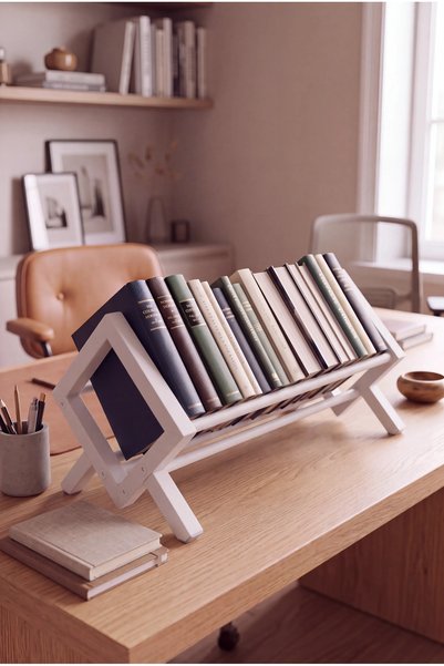 MAISON VIBE Metal Masa Üstü Kitaplık Eğimli Kitap Düzenleyici Standı Çalışma ...