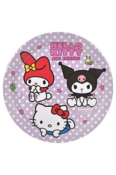 OEM Λιλά χάρτινα πιάτα πάρτι με σχέδιο πουά Hello Kitty & Φίλοι της Ø18εκ. - ...