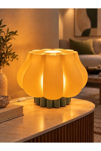 Kasre Çiçek Formlu Dekoratif Abajur Modern Masa Lambası Salon Yatak Odası Kom...
