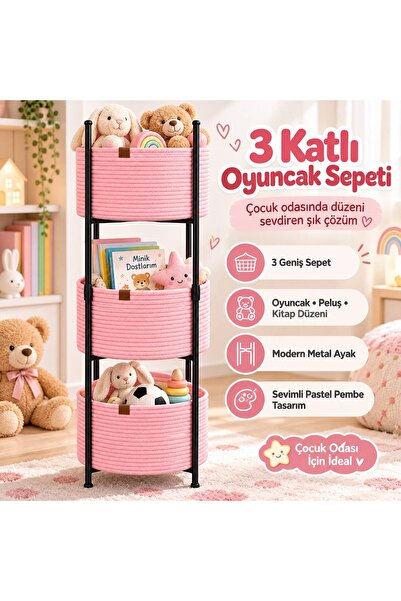 ELF CONSEPT 3 Katlı Oyuncak Sepeti Çocuk Odası Oyuncak Düzenleyici Organizer ...