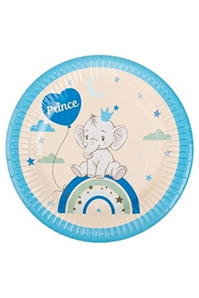 OEM Μπεζ χάρτινα πιάτα πάρτι Ciel Elephant Rainbow Prince Ø23εκ. - 6 τεμάχια