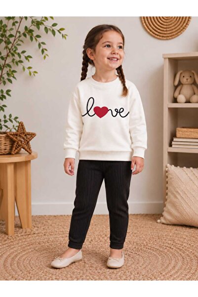 LOVE DSN pamuklu mevsimlik kumaş alt ve üst 2li takım