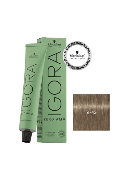 Schwarzkopf Igora Zero AMM 9-42 Ξανθό Πολύ Ανοιχτό Μπεζ Φυμέ 60ml