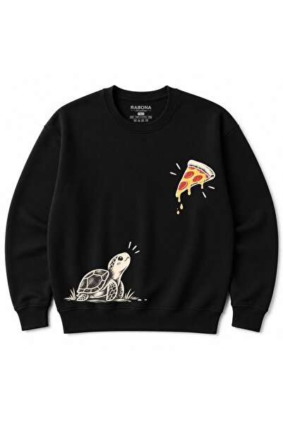 Rabona Fashion Hanorac cu imprimeu broască țestoasă Pizza Dreamer
