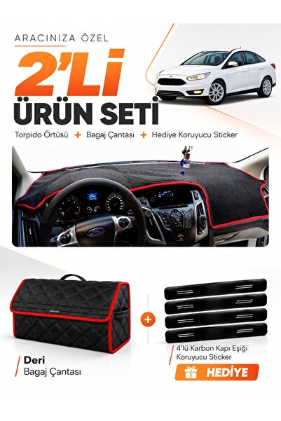 e-biz Ford Focus 3.5 Sedan (2014-2018) Compatible Dashboard Cover + Leather T...