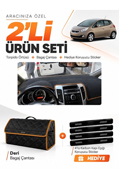 e-biz Kia Venga (2009-2011) Compatible Torpedo Cover + Leather Trunk Bag + St...
