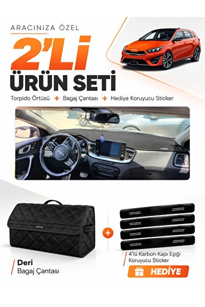 e-biz Kia Ceed (2020-2025) Compatible Torpedo Cover + Leather Luggage Bag + S...