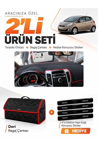 e-biz Kia Venga (2009-2011) Compatible Torpedo Cover + Leather Trunk Bag + St...