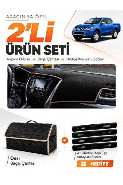e-biz Mitsubishi L200 (2015-2021) Compatible Glove Box Cover + Leather Luggag...