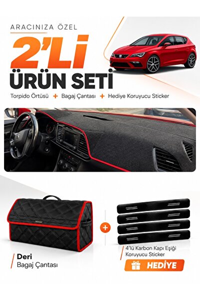 e-biz Glove Box Cover + Leather Luggage Bag + Sticker Set Compatible with Sea...