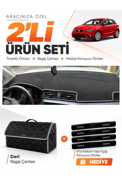 e-biz غطاء توربيدو + حقيبة أمتعة جلدية + مجموعة ملصقات متوافقة مع سيارة SEAT ...
