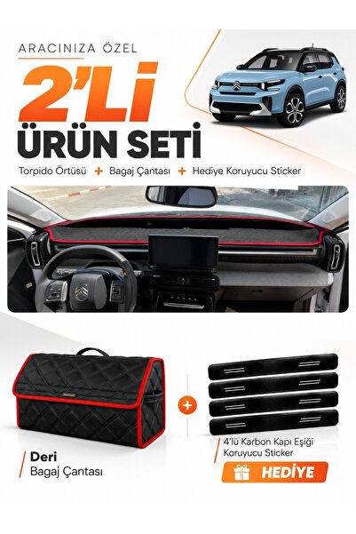 e-biz Ci̇troen C3 Ai̇rcross (2023-2026) Compatible Torpedo Cover + Leather Lu...