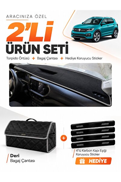 e-biz Volkswagen T-Cross (2021-2023) Compatible Dashboard Cover + Leather Tru...