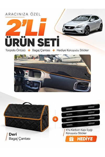 e-biz Volvo V40 (2012-2019) Compatible Dashboard Cover + Leather Trunk Bag + ...