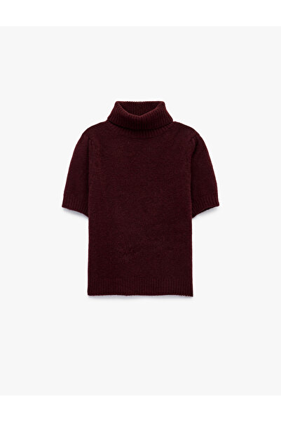 Koton Boxy Fit Dik Yaka Kısa Kollu Peluş Kazak