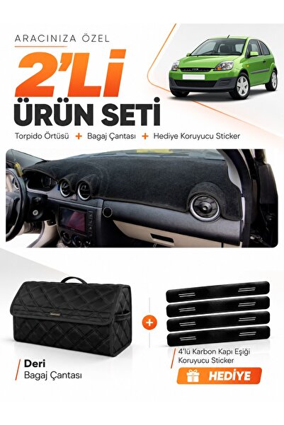 e-biz Ford Fi̇esta Type 2 (2003-2010) Compatible Glove Box Cover + Leather Tr...