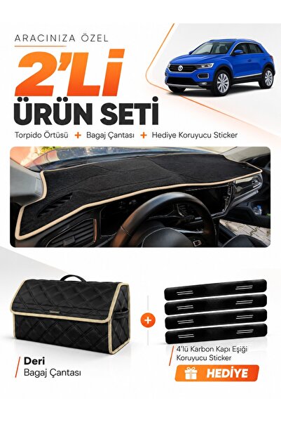 e-biz Volkswagen T-Roc (2017-2023) Compatible Dashboard Cover + Leather Trunk...