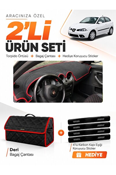 e-biz Seat Ibiza (2001-2008) Compatible Glove Box Cover + Leather Trunk Bag +...