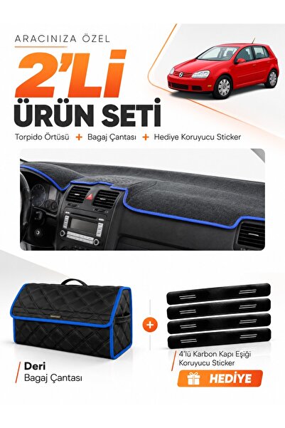 e-biz Volkswagen Golf 5 (2003-2009) Compatible Glove Box Cover + Leather Trun...