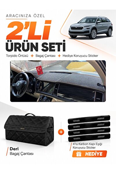 e-biz Skoda Kodiaq (2017-2023) Compatible Dashboard Cover + Leather Trunk Bag...
