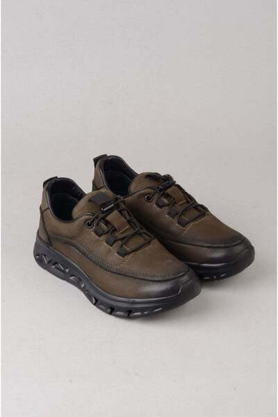 SEÇ KUNDURA Seç Z1067 Genuine Leather Comfort Women's Shoes Khaki