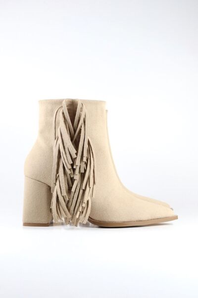 VARENZA WOMAN SHOES İtal Süet Püsküllü kadın kalın topuklu Bot