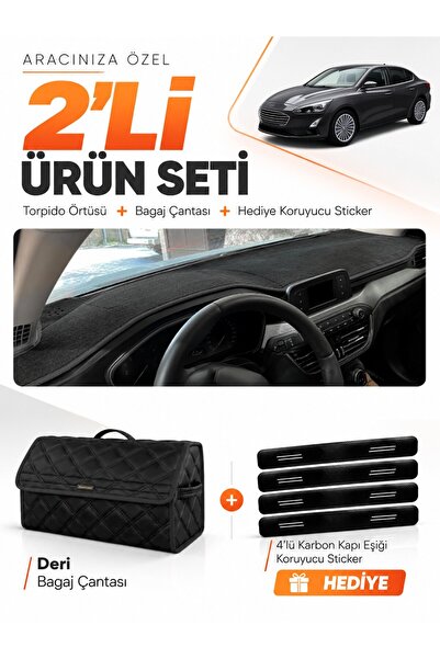 e-biz Ford Focus 4 (2017-2021) Compatible Dashboard Cover + Leather Trunk Bag...