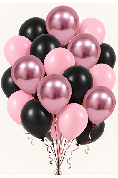 baloss fer Pink Black Chrome Night Deluxe 20 Piece Balloon Set Chrome Pink Pa...