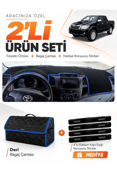 e-biz Toyota Hi̇lux (2005-2014) Compatible Dashboard Cover + Leather Trunk Ba...