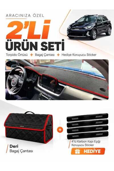 e-biz Kia Stonic (2021-2025) Compatible Torpedo Cover + Leather Luggage Bag +...