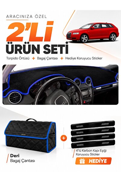 e-biz Audi A3 (2004-2008) Compatible Glove Box Cover + Leather Trunk Bag + St...
