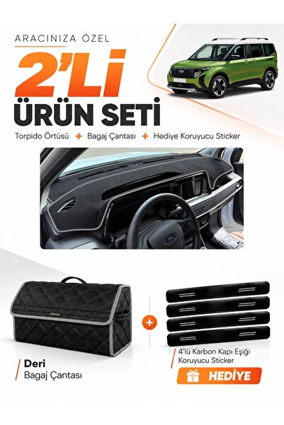 e-biz Ford Courier (2024-2027) Compatible Glove Box Cover + Leather Luggage B...