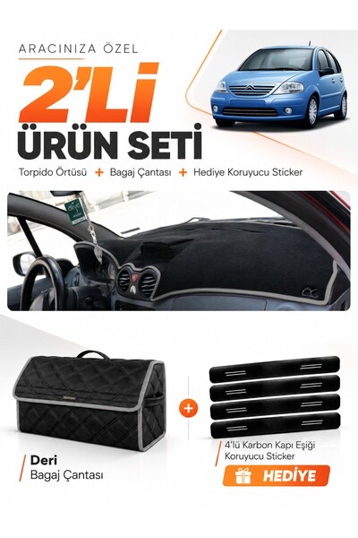 e-biz Citroen C3 (2004-2009) Compatible Dashboard Cover + Leather Trunk Bag +...