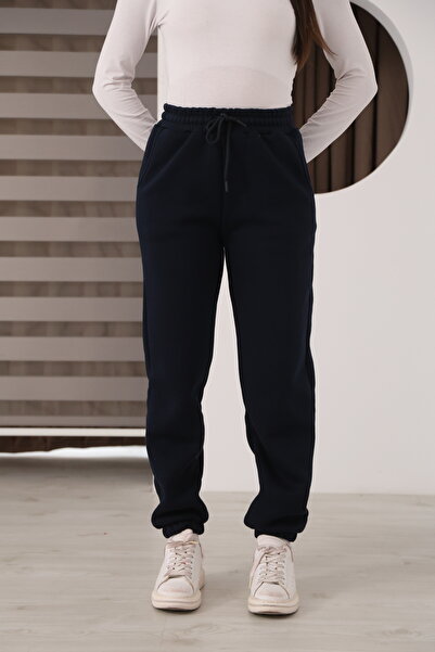 silarose Women's 3-Thread Cotton Sweatpants with Elastic Cuffs and Lace-Up Waist, Soft Textured