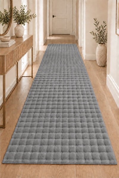 Raschel Carpet Premium Yıkanabilir Leke Tutmaz Modern Bubble Yolluk Koyu Gri ...