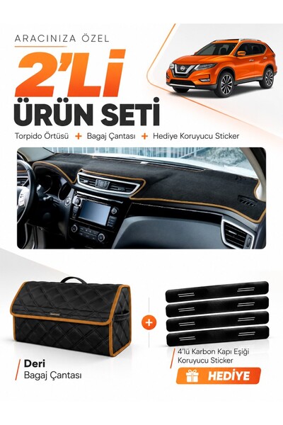 e-biz Nissan X-Trail (2013-2020) Compatible Glove Box Cover + Leather Trunk B...