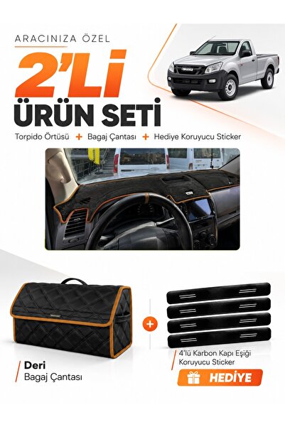e-biz غطاء توربيدو + حقيبة أمتعة جلدية + مجموعة ملصقات متوافقة مع ISUZU D-MAX...
